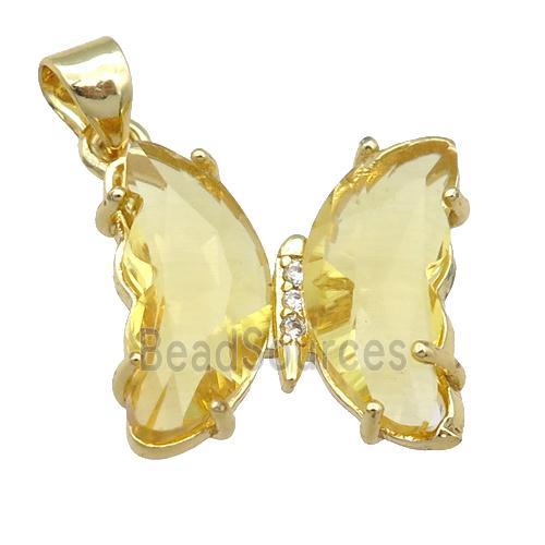 golden Crystal Glass Butterfly Pendant, gold plated
