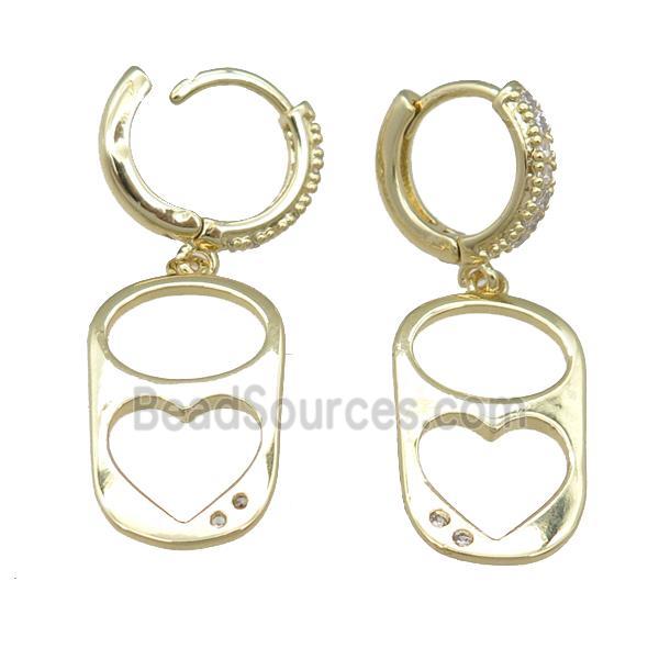 copper hoop Earrings with heartlock, gold plated