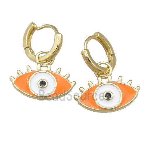 copper Hoop Earring with Enamel Eye, gold plated