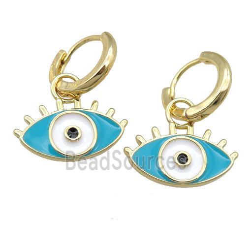 copper Hoop Earring with Enamel Eye, gold plated