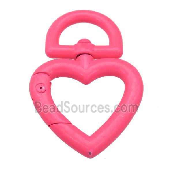 Alloy Carabiner Clasp with hotpink Lacquered Fired, heart