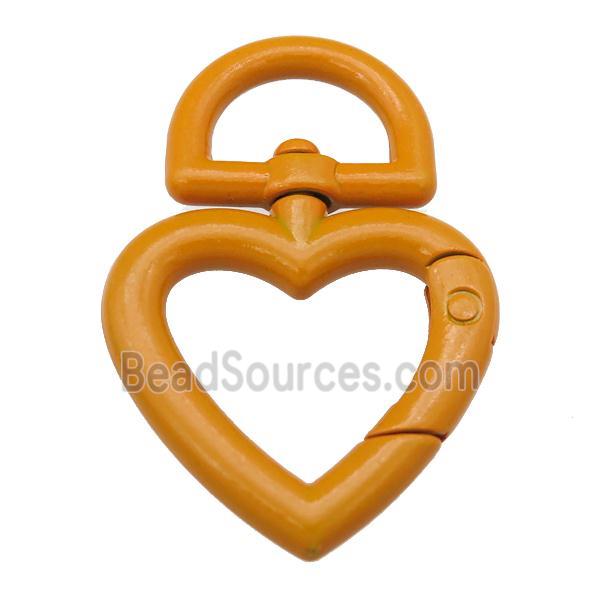 Alloy Carabiner Clasp with brown Lacquered Fired, heart