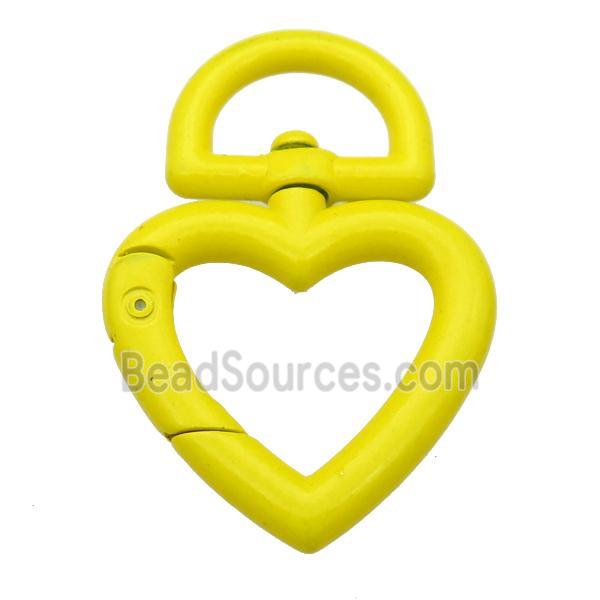 Alloy Carabiner Clasp with yellow Lacquered Fired, heart