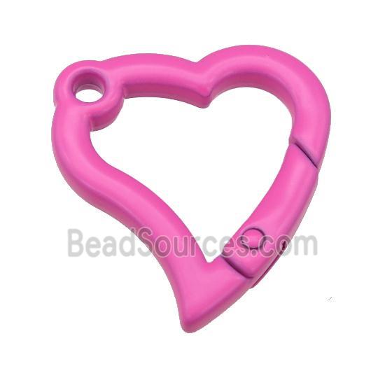 Alloy heart Carabiner Clasp with hotpink Lacquered Fired