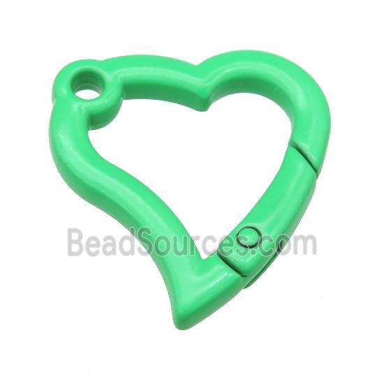 Alloy heart Carabiner Clasp with green Lacquered Fired