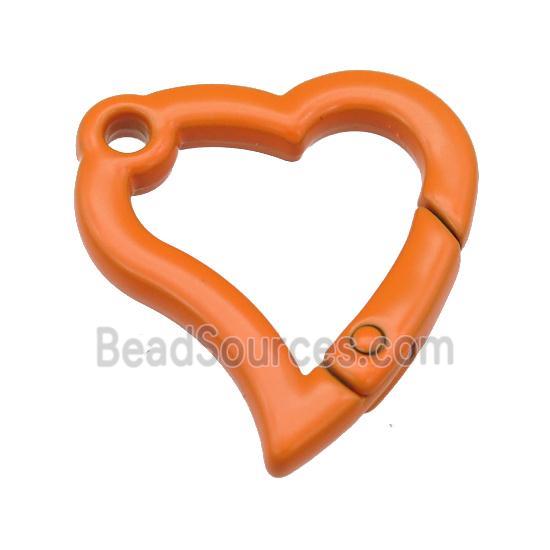 Alloy heart Carabiner Clasp with orange Lacquered Fired