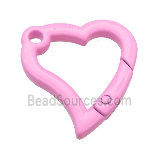 Alloy heart Carabiner Clasp with pink Lacquered Fired