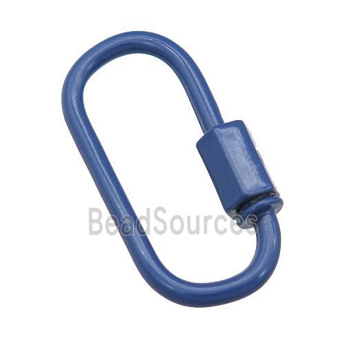 copper oval Carabiner Clasp with navyblue Lacquered Fired