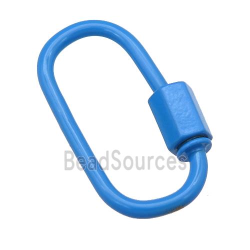 copper oval Carabiner Clasp with blue Lacquered Fired