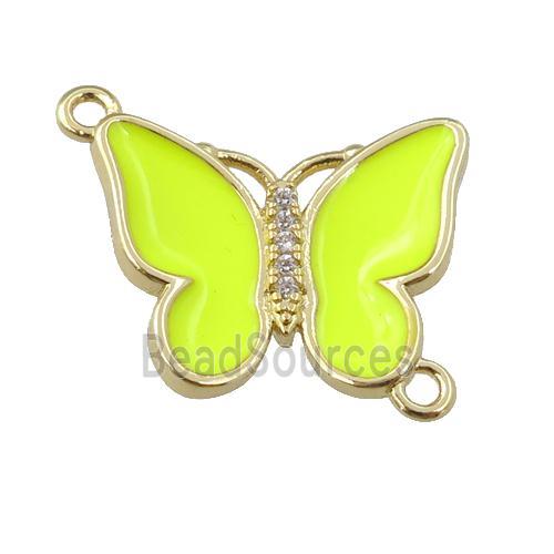 copper butterfly connector with nenoyellow enamel, gold plated