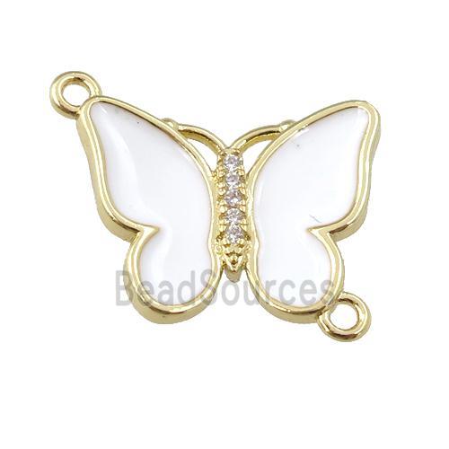 copper butterfly connector with white enamel, gold plated