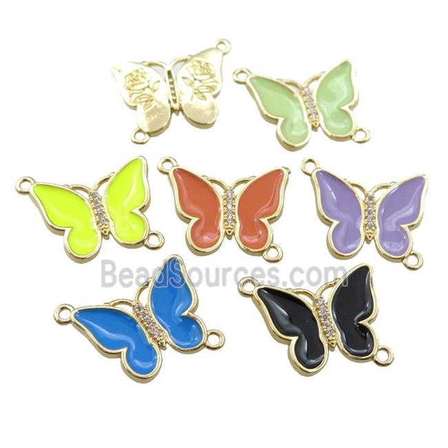 copper butterfly connector with enamel, gold plated, mixed