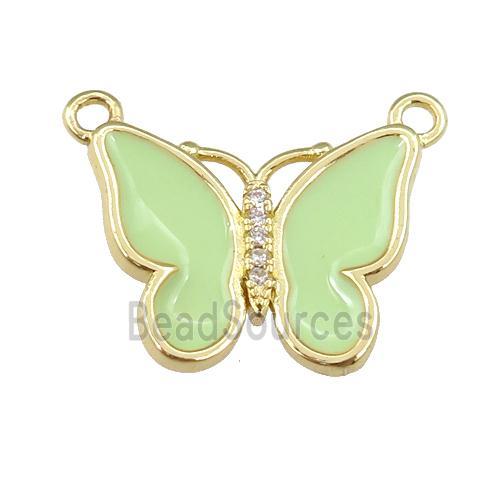 copper butterfly pendant with applegreen enamel, gold plated