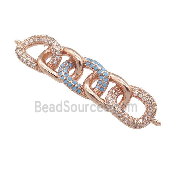 copper Linker Connector pave zircon, rose gold