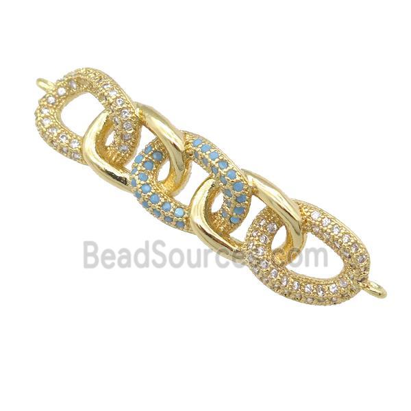 copper Linker Connector pave zircon, gold plated