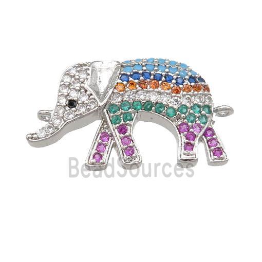 copper Elephant connector pave zircon, platinum plated