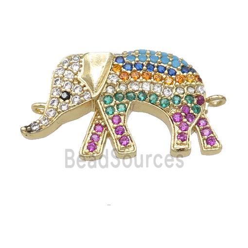 copper Elephant connector pave zircon, gold plated