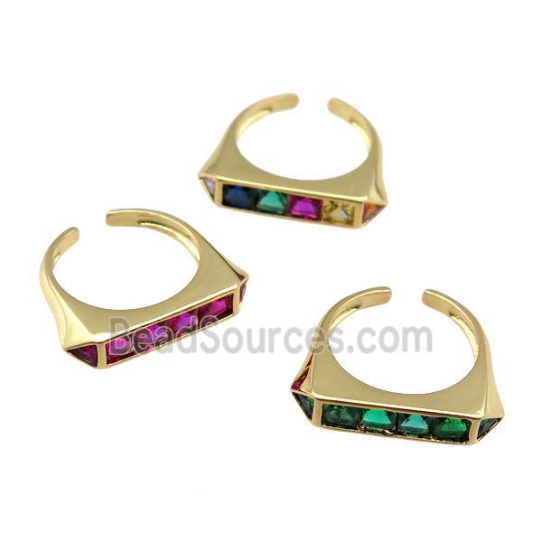 copper Ring pave zircon, gold plated, mixed