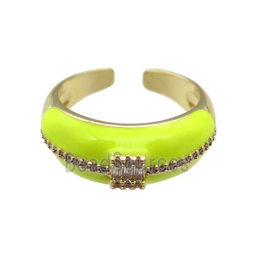 copper Ring pave zircon with yellow enamel, gold plated