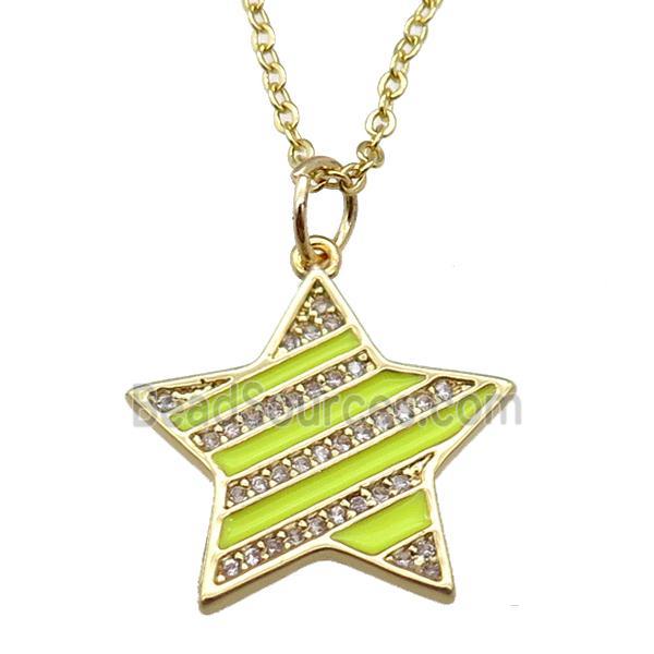 copper Necklace with yellow enamel star, gold plated