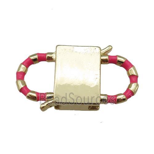 copper Clasp with hotpink enamel, gold plated