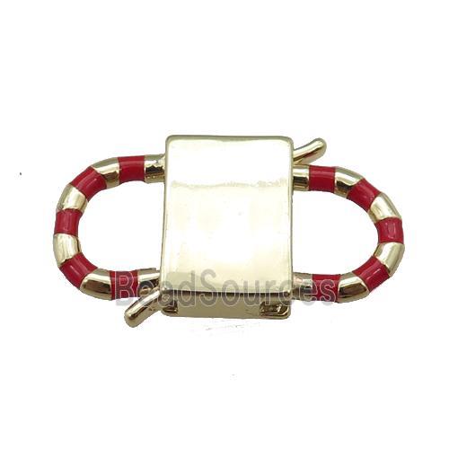 copper Clasp with red enamel, gold plated