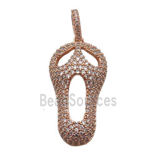 copper Skull charm pendant paved zircon, halloween, rose gold