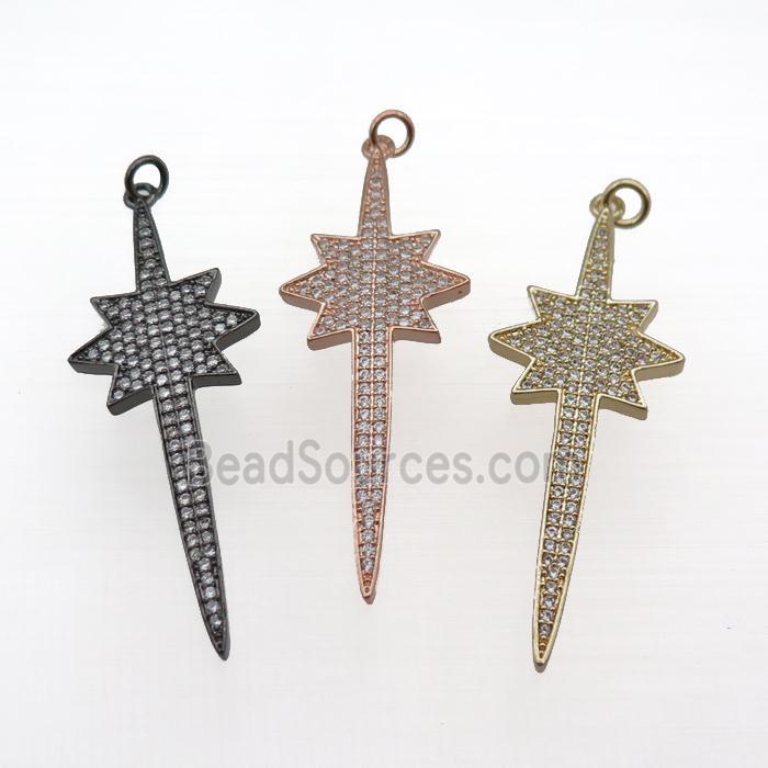 copper Northstar pendant paved zircon, mixed