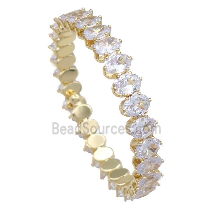 copper Bangle paved zircon, gold plated