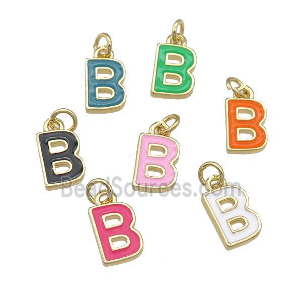 copper Letter-B pendant with enamel, mixed, gold plated