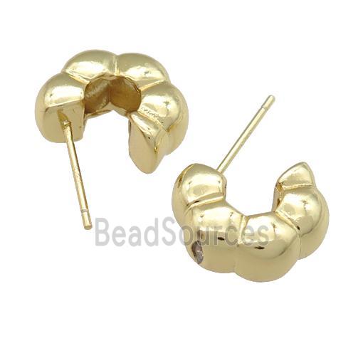 copper Stud Earring, gold plated