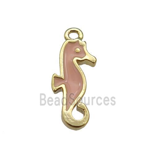 copper SeaHorse pendant with enamel, gold plated