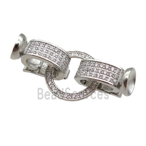 copper Clasp paved zircon, platinum plated