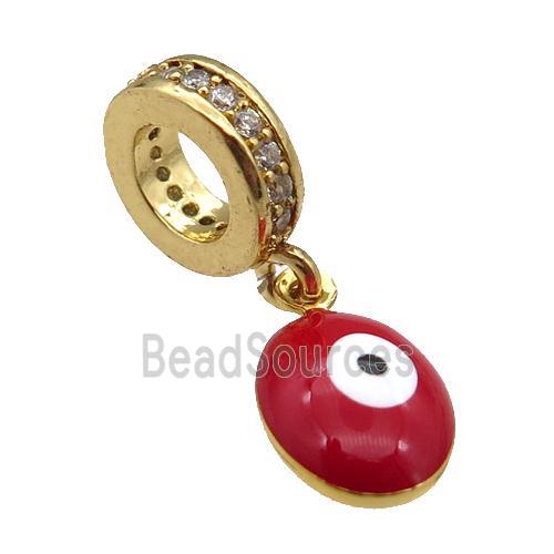 copper Evil Eye pendant with red enamel, gold plated