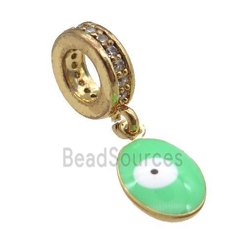 copper Evil Eye pendant with green enamel, gold plated