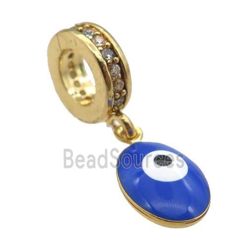 copper Evil Eye pendant with royalblue enamel, gold plated