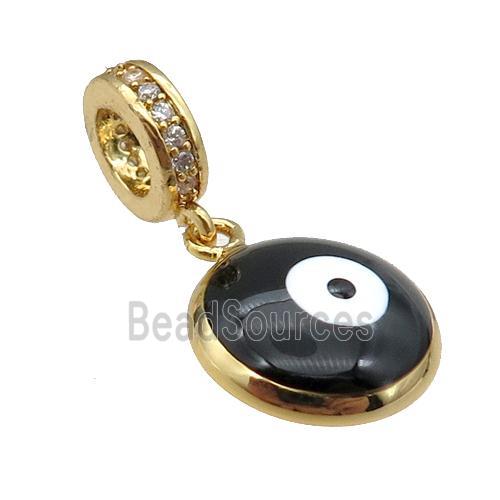 copper Evil Eye pendant with black enamel, gold plated