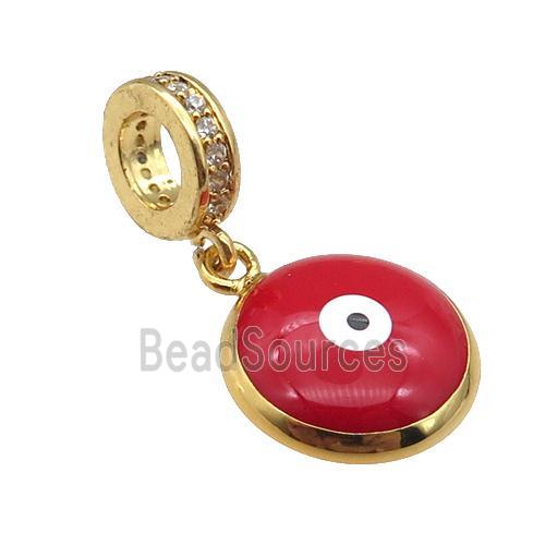 copper Evil Eye pendant with red enamel, gold plated