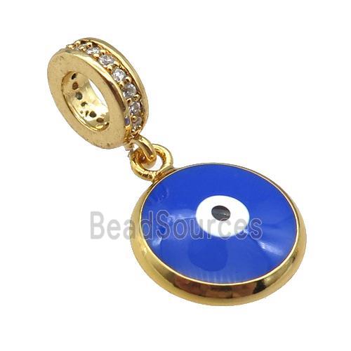 copper Evil Eye pendant with royalblue enamel, gold plated