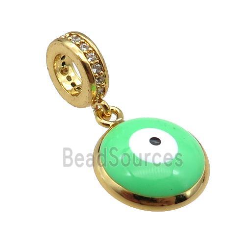 copper Evil Eye pendant with green enamel, gold plated