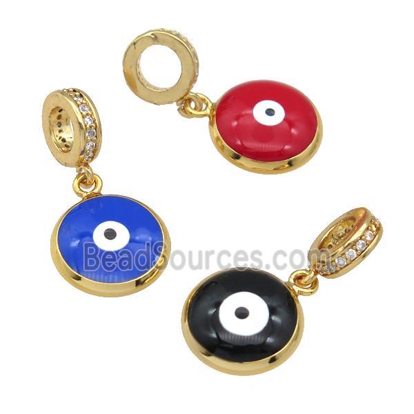 copper Evil Eye pendant with enamel, gold plated, mixed