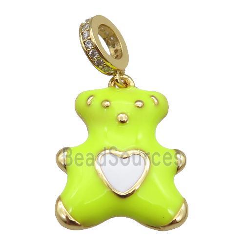 copper Bear pendant with yellow enamel, gold plated