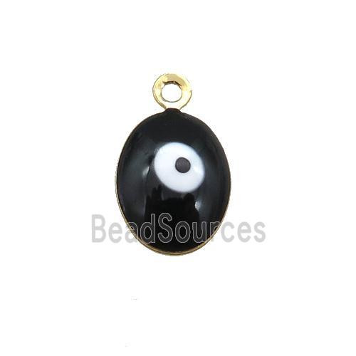 copper Evil Eye pendant with black enamel, gold plated