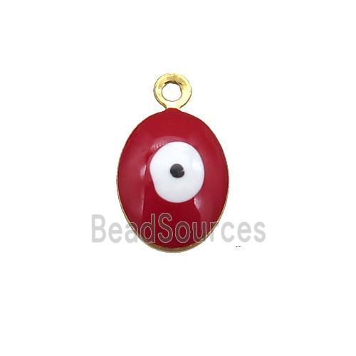 copper Evil Eye pendant with red enamel, gold plated