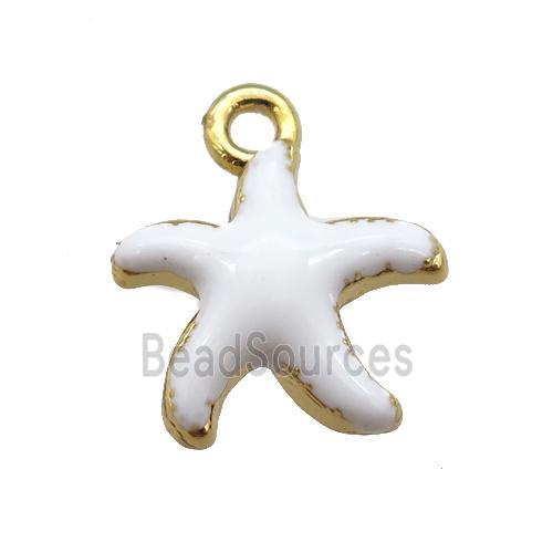 copper Starfish pendant with white enamel, gold plated