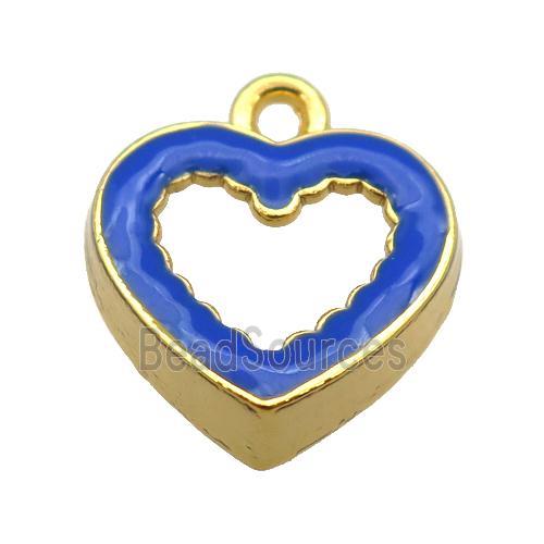 copper Heart pendant with blue enamel, gold plated