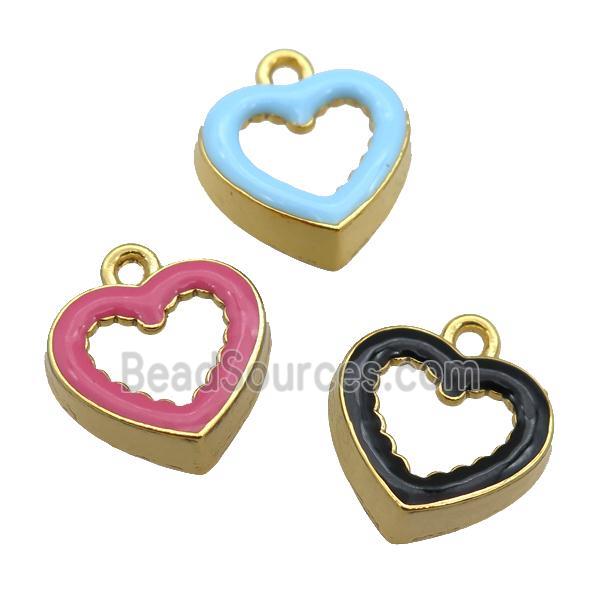 copper Heart pendant with enamel, gold plated, mixed