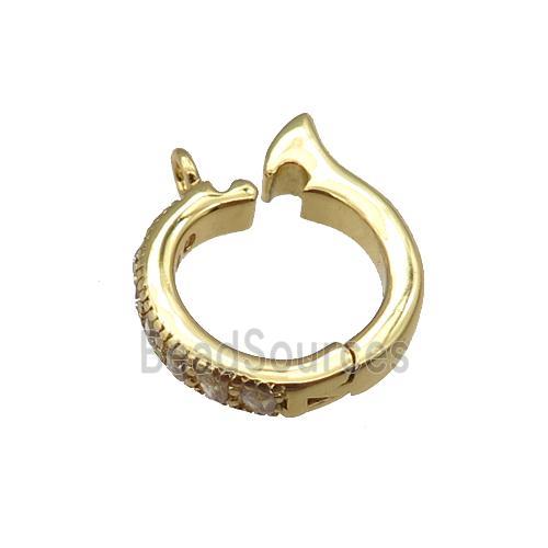 copper Clasp paved zircon, gold plated