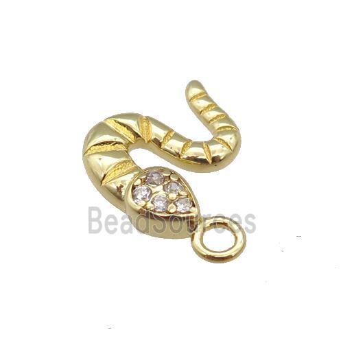 copper snake pendant paved zircon, gold plated