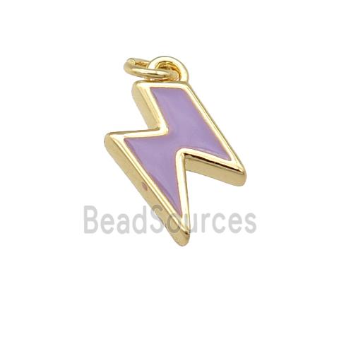 copper Lightning pendant with lavender enamel, gold plated